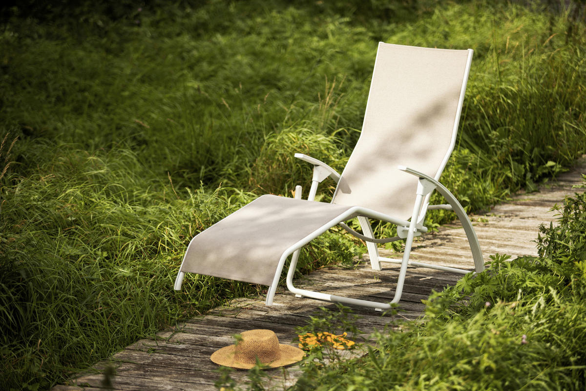 BÄDERLIEGE 73/120/180 cm  - Greige/Weiß, Basics, Textil/Metall (73/120/180cm) - Kettler