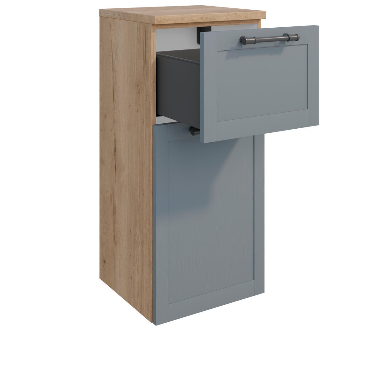 HIGHBOARD  - Edelstahlfarben/Eichefarben, MODERN, Holzwerkstoff/Metall (40/88,5/38cm) - Celina Home