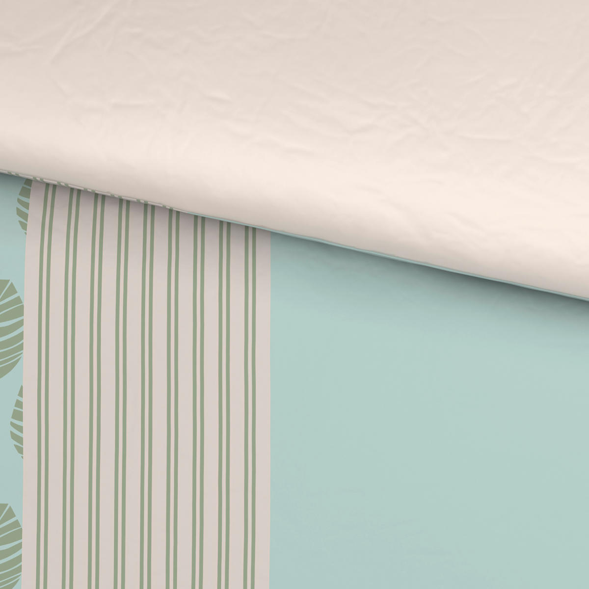 WENDEBETTWÄSCHE Satin 155/220 cm  - Beige/Grün, Textil (155/220cm) - Novel