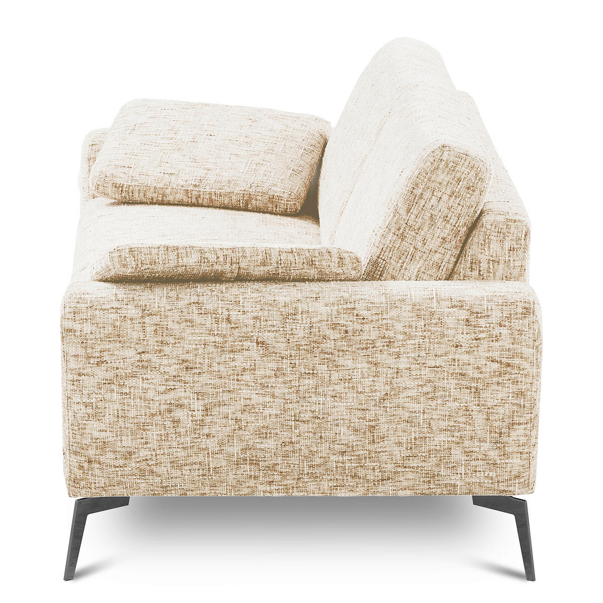2-SITZER-SOFA Webstoff Beige  - Beige/Schwarz, Design, Textil/Metall (157/85/92cm) - Livetastic