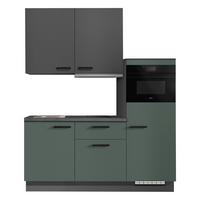 KÜCHENBLOCK 180 cm   in Graphitfarben, Dunkelgrün  - Dunkelgrün/Schieferfarben, Basics, Holzwerkstoff/Metall (180cm) - Impuls
