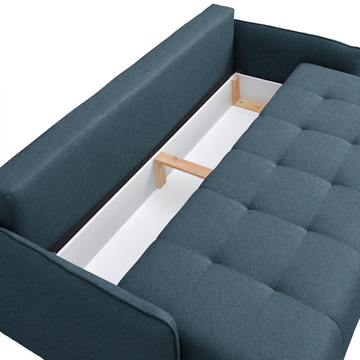 SCHLAFSOFA Struktur Blau  - Blau/Buchefarben, Design, Holz/Textil (217/97/101cm) - Carryhome