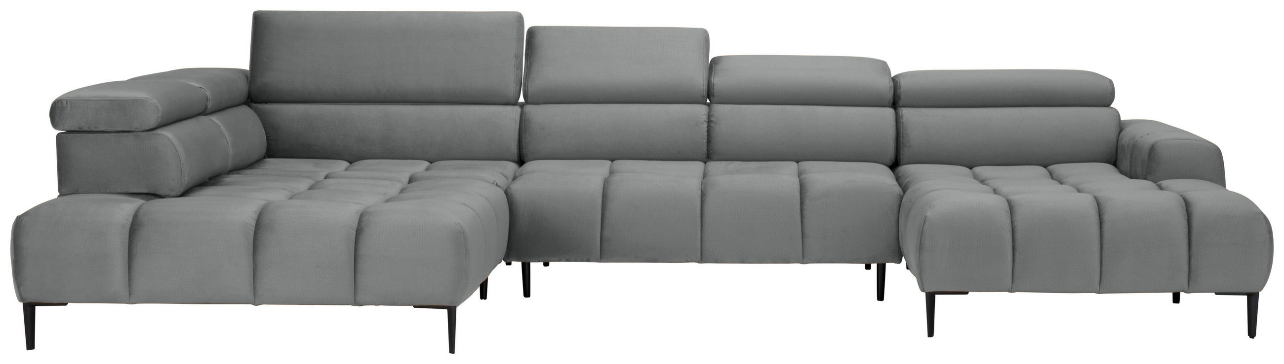 ECKSOFA Grau Webstoff  - Schwarz/Grau, Design, Textil/Metall (216/385/177cm) - Welnova