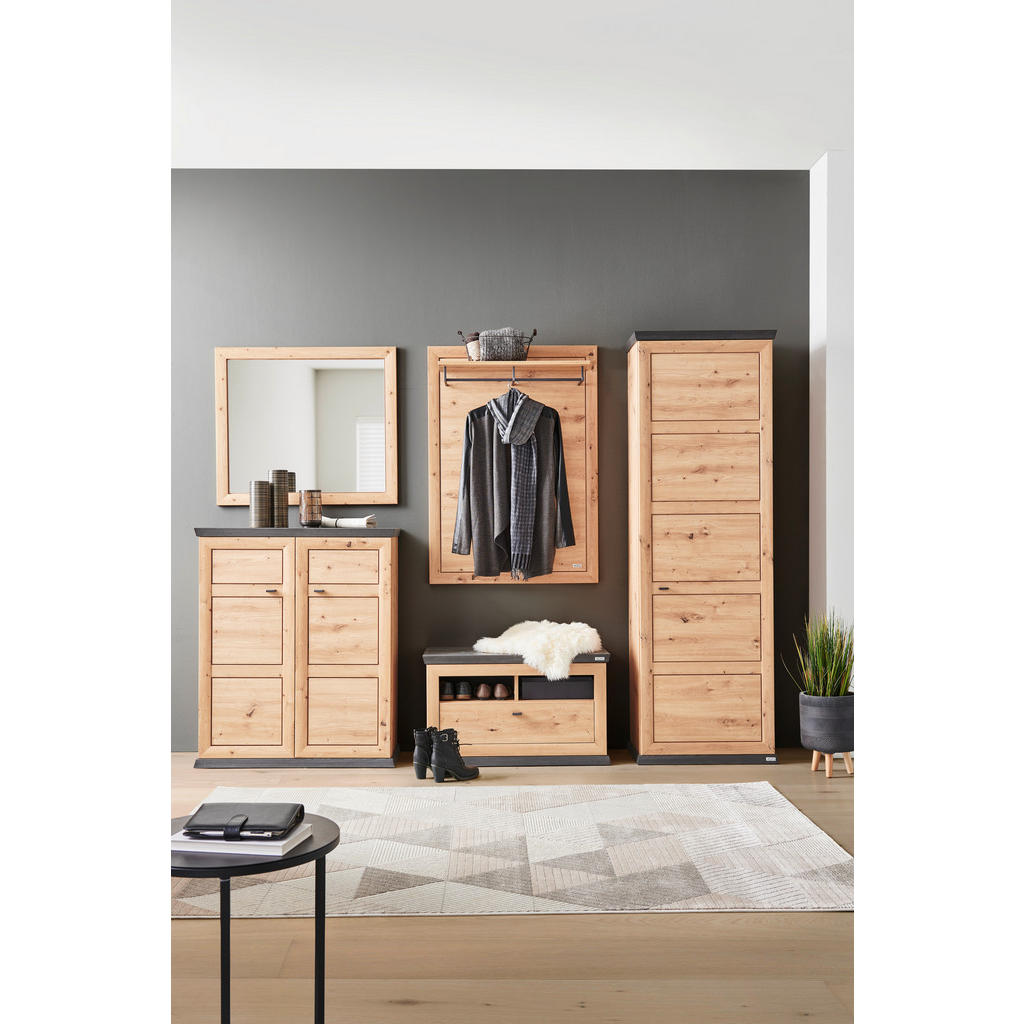 Thumbnail - Xora Garderobenbank, Eiche, Dunkelgrau, Metall, 1-Sitzer, 1 Schubladen, 85.2x50.5x38.5 cm, Garderobe, Garderobenbänke, G...
