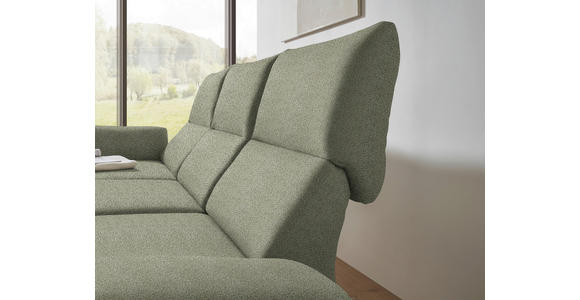 ECKSOFA  in Flachgewebe Salbeigrün Armteilverstellung, Relaxfunktion, Drehsitzfunktion  175-224/255-365 cm  - Salbeigrün/Schwarz, Design, Textil/Metall (175-224/255-365cm) - Dieter Knoll