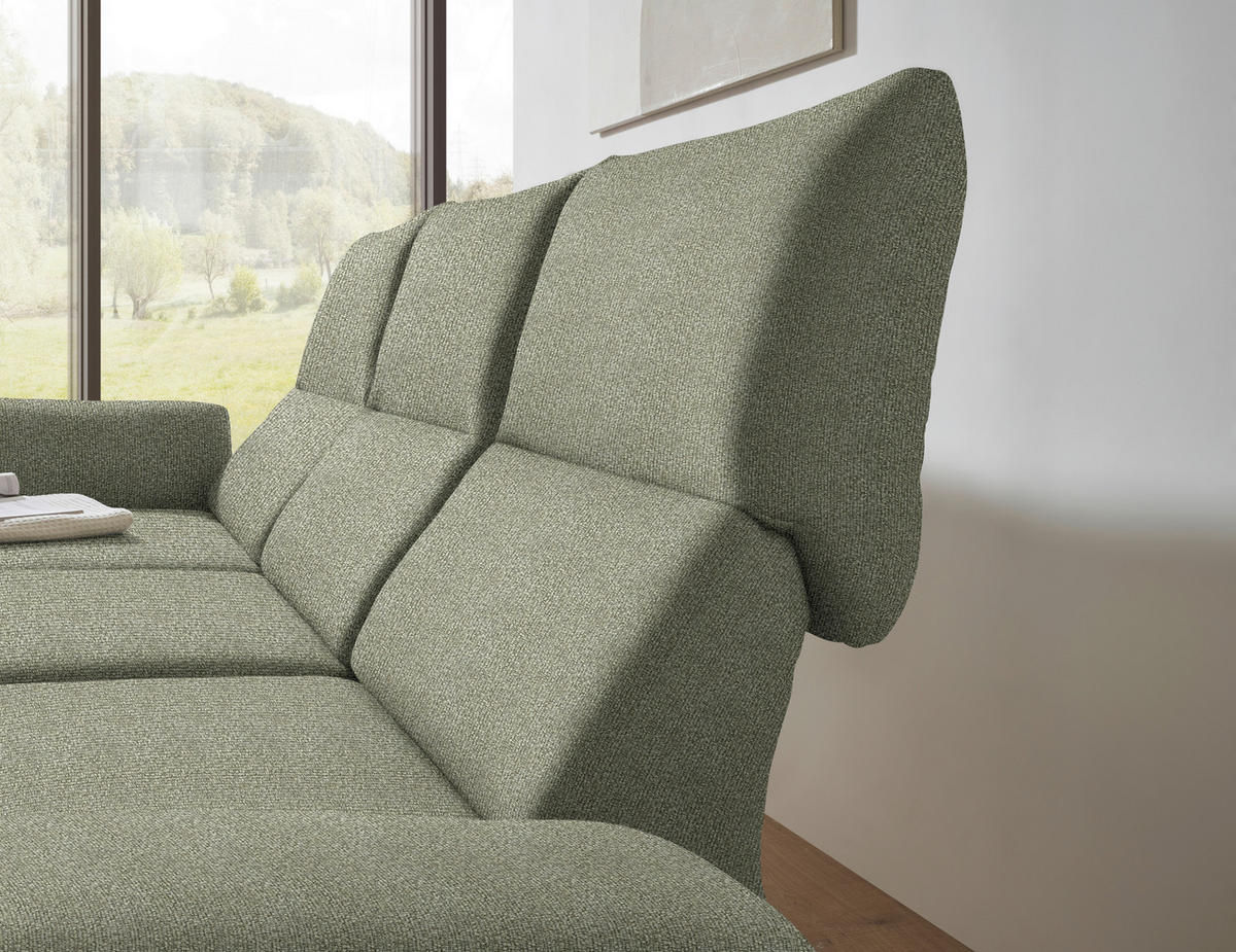 ECKSOFA  in Flachgewebe Salbeigrün  175-224/255-365 cm  - Salbeigrün/Schwarz, Design, Textil/Metall (175-224/255-365cm) - Dieter Knoll