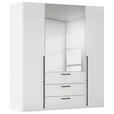 DREHTÜRENSCHRANK 201/223/61 cm,  in Weiß, Weiß Hochglanz, 4-türig  - Chromfarben/Weiß Hochglanz, Basics, Glas/Holzwerkstoff (201/223/61cm) - Novel