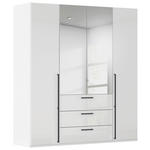 DREHTÜRENSCHRANK 201/223/61 cm,  in Weiß, Weiß Hochglanz, 4-türig  - Chromfarben/Weiß Hochglanz, Basics, Glas/Holzwerkstoff (201/223/61cm) - Novel