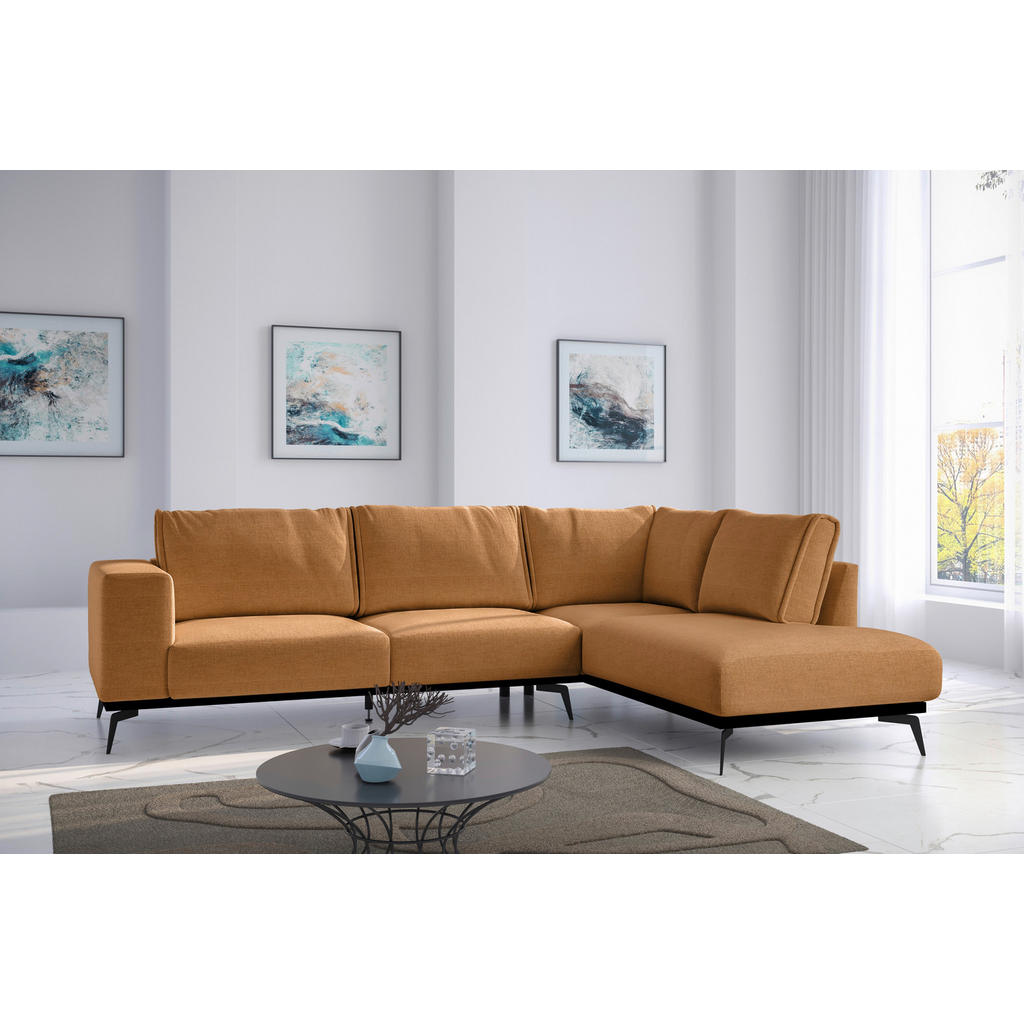 Thumbnail - Mid.you Ecksofa, Orange, Holz, Textil, 6-Sitzer, Füllung: Polyurethan (Pur), Silikon, Ottomane rechts, L-Form, 293x200 c...