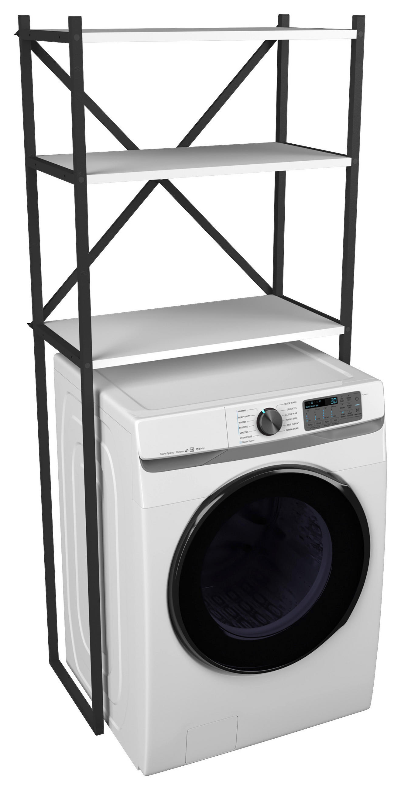 SKÅP FÖR TVÄTTMASKIN 66/160/34 cm  i vit  - vit, Modern, metall/trämaterial (66/160/34cm) - MID.YOU