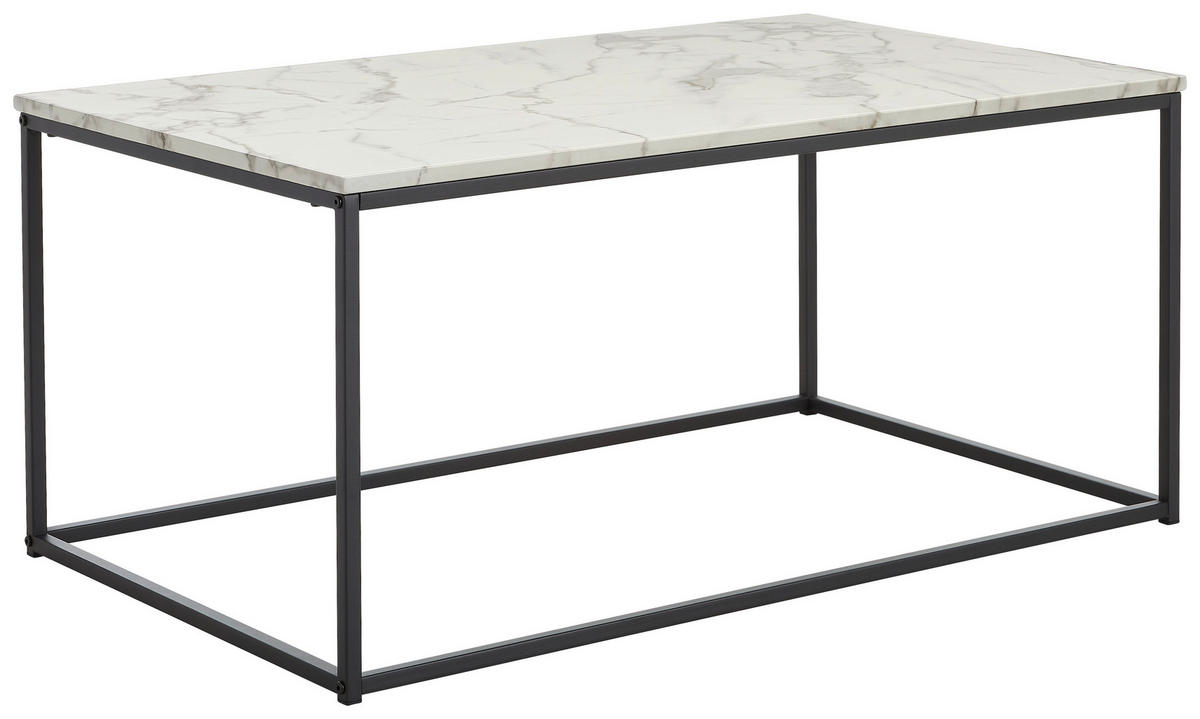 COUCHTISCH in Metall, Holzwerkstoff 100/60/45 cm  - Weiss/Schwarz, Konventionell, Holzwerkstoff/Metall (100/60/45cm) - MID.YOU