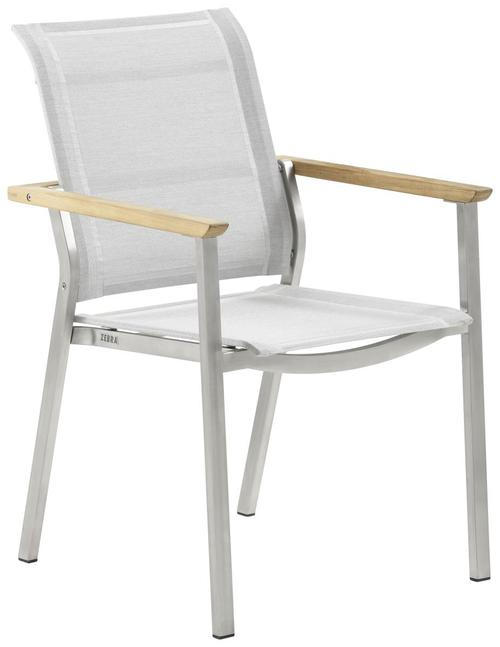 STAPELSESSEL Teakholz Edelstahl Edelstahlfarben, Hellgrau, Teakfarben  - Edelstahlfarben/Hellgrau, Design, Holz/Textil (58,5/90,5/64,5cm) - Zebra 