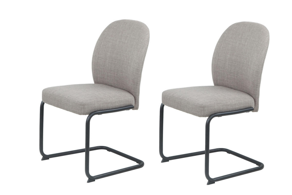 SCHWINGSTUHL-SET 2 Stück  in Stahl Webstoff  - Schlammfarben/Schwarz, MODERN, Textil/Metall (53/90/62cm) - MID.YOU