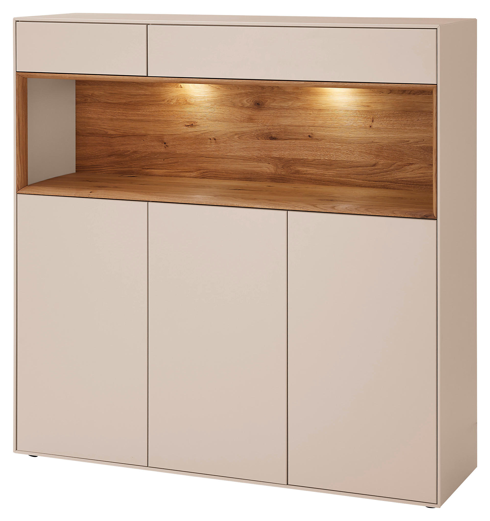 Dieter Knoll Highboard Tarvis Sand, Wildeiche 135x133x39 cm