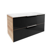 WASCHTISCHKOMBI  - Chromfarben/Eichefarben, Basics, Glas/Holzwerkstoff (100/55,7/50,1cm) - MID.YOU