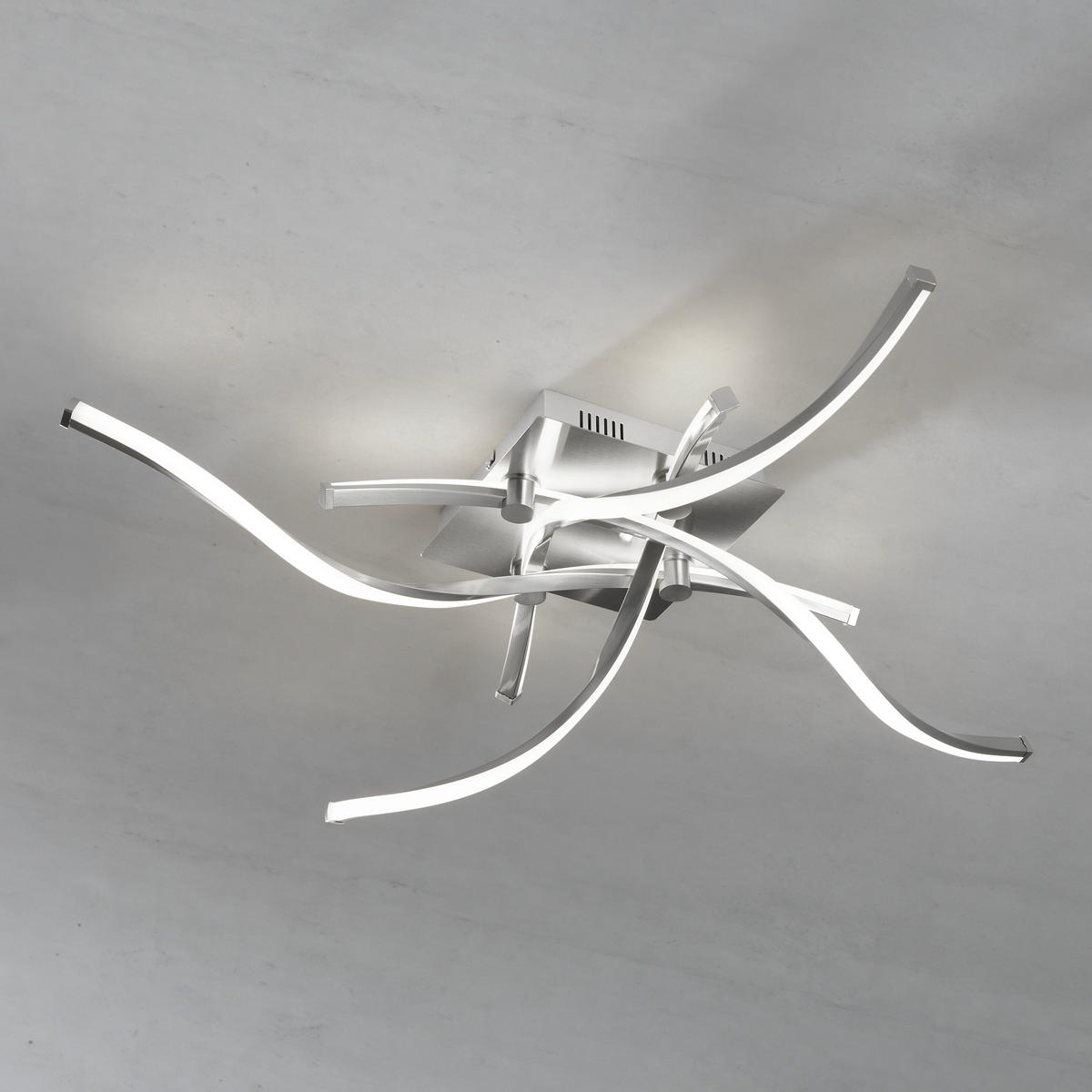 STROPNÍ LED SVÍTIDLO, 78/78/17 cm - barvy niklu, Design, kov (78/78/17cm)