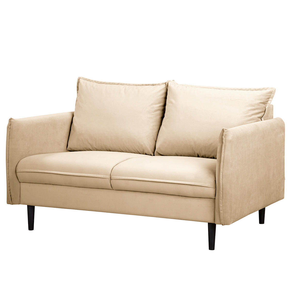 2-SITZER-SOFA JULI in Samt Beige  - Beige/Schwarz, Design, Holz/Textil (138/86/100cm) - P & B