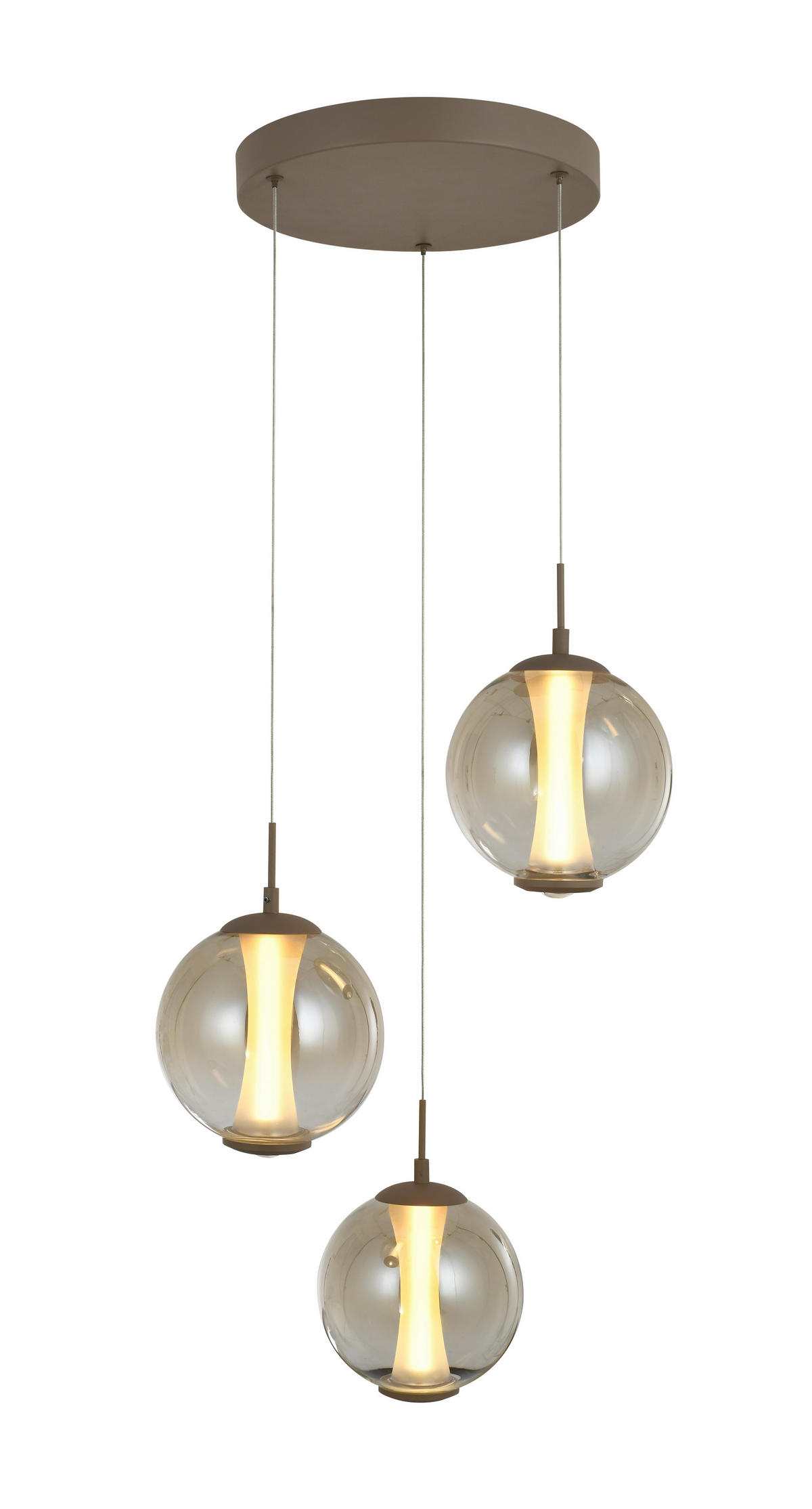 ZÁVĚSNÉ LED SVÍTIDLO,  - pískové barvy, Design, kov/sklo (44/150/44cm)