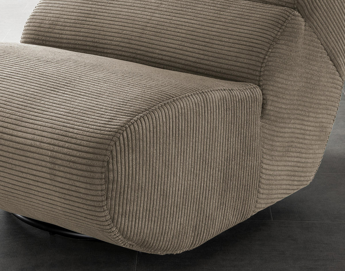 SESSEL in Cord Graubraun  - Graubraun/Schwarz, Design, Textil/Metall (74/85/105cm) - Livetastic