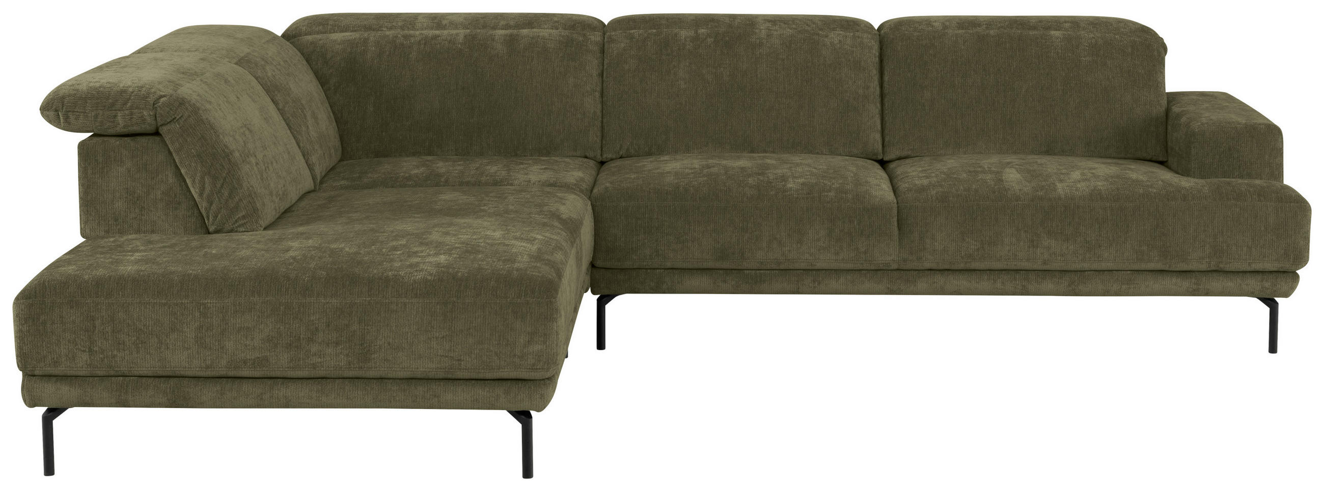 ECKSOFA Grün Chenille Kopfteilverstellung, Sitztiefenverstellung  - Schwarz/Grün, Design, Textil/Metall (243/307cm) - Xora