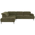 ECKSOFA Grün Chenille Kopfteilverstellung, Sitztiefenverstellung  - Schwarz/Grün, Design, Textil/Metall (243/307cm) - Xora