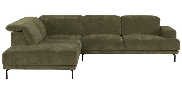 ECKSOFA Grün Chenille Kopfteilverstellung, Sitztiefenverstellung  - Schwarz/Grün, Design, Textil/Metall (243/307cm) - Xora