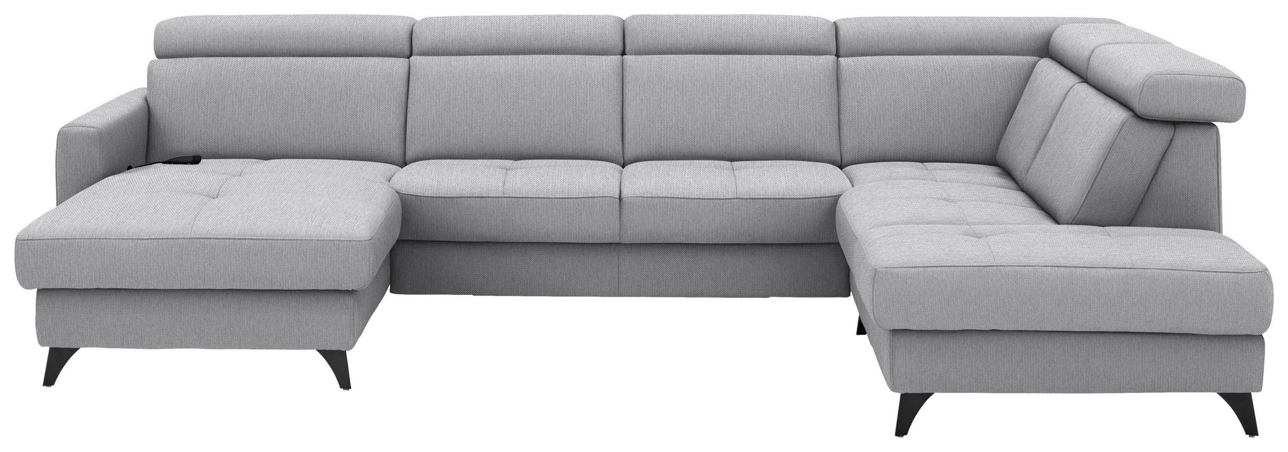 WOHNLANDSCHAFT Beldomo System in Flachgewebe Silberfarben  - Silberfarben/Schwarz, KONVENTIONELL, Textil/Metall (174/333/215cm) - Beldomo System
