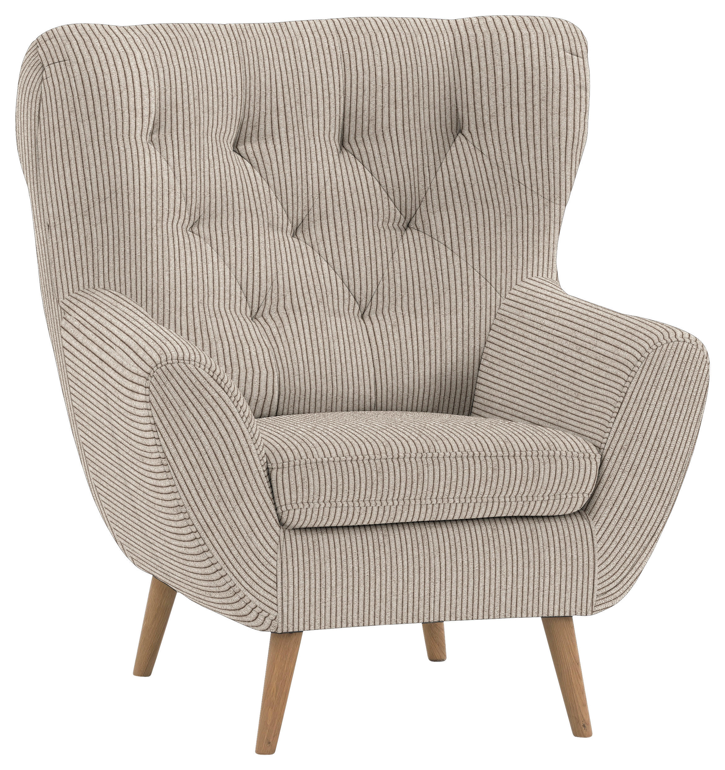 OHRENSESSEL in Cord Beige  - Eichefarben/Beige, Design, Holz/Textil (87/101/95cm) - Stylife