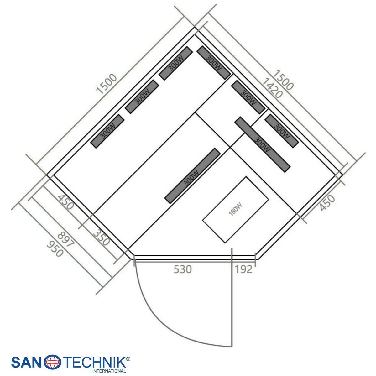 INFRAČERVENÁ KABINA  - hnědá, Moderní, dřevo (150/200/150cm) - Sanotechnik