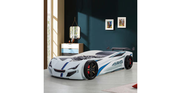 AUTOBETT 90/200 cm Weiß  - Schwarz/Braun, KONVENTIONELL, Holz/Holzwerkstoff (90/200cm) - Xora