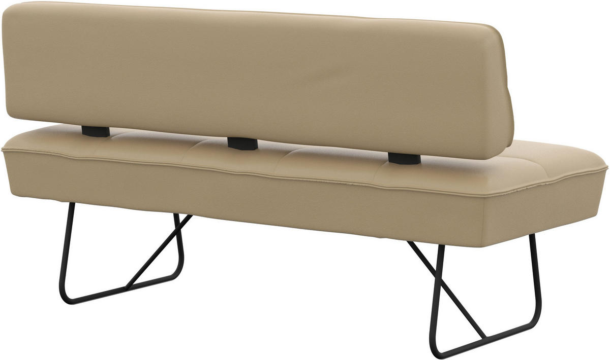 SITZBANK 165/88/66 cm Echtleder Beige  - Beige/Schwarz, Design, Leder/Metall (165/88/66cm) - Moderano