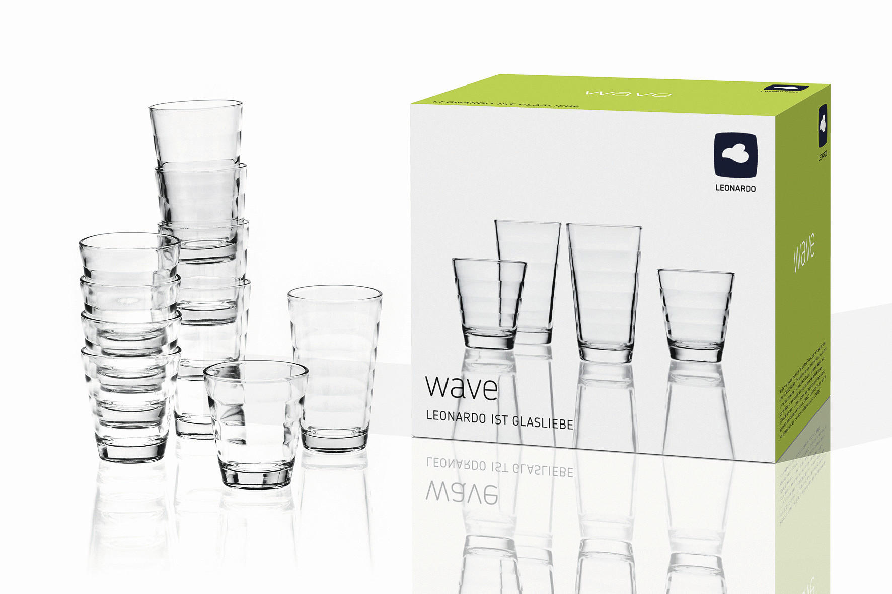GLÄSERSET Wave  12-teilig  - Klar, Basics, Glas - Leonardo