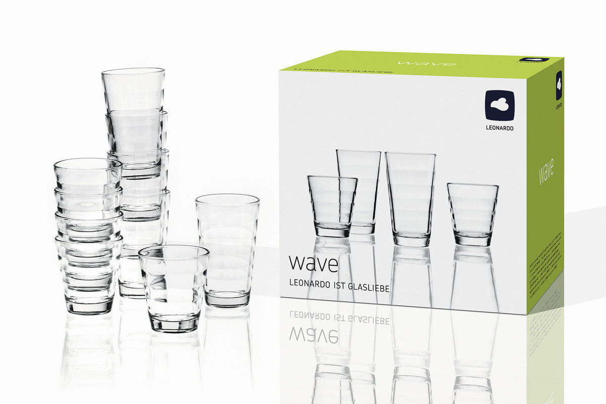 GLÄSERSET Wave  12-teilig  - Klar, Basics, Glas - Leonardo