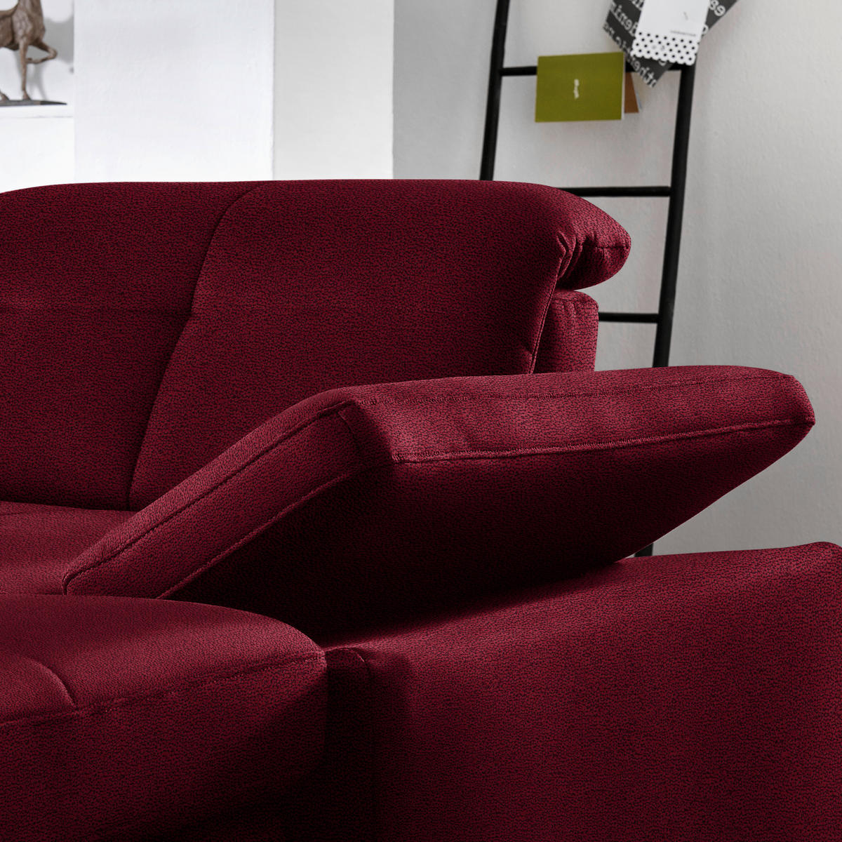 ECKSOFA Flachgewebe Weinrot  - Chromfarben/Weinrot, Design, Textil (195/309cm) - Beldomo Style