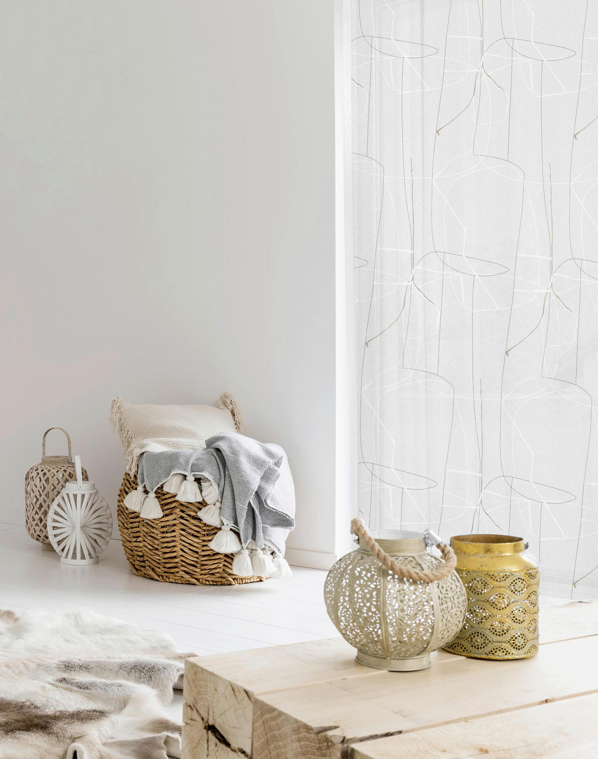 VORHANGSTOFF per lfm halbtransparent  - Weiß, Design, Textil (300 cmcm) - Esposa