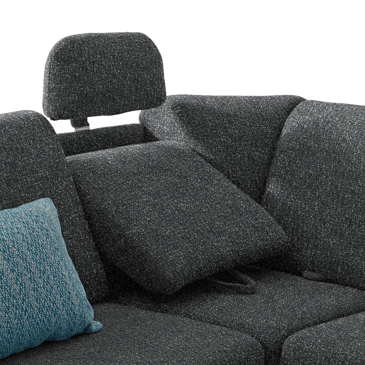 WOHNLANDSCHAFT  in Mikrovelours Anthrazit  - Anthrazit/Alufarben, KONVENTIONELL, Kunststoff/Textil (236/322/158cm) - Sedda