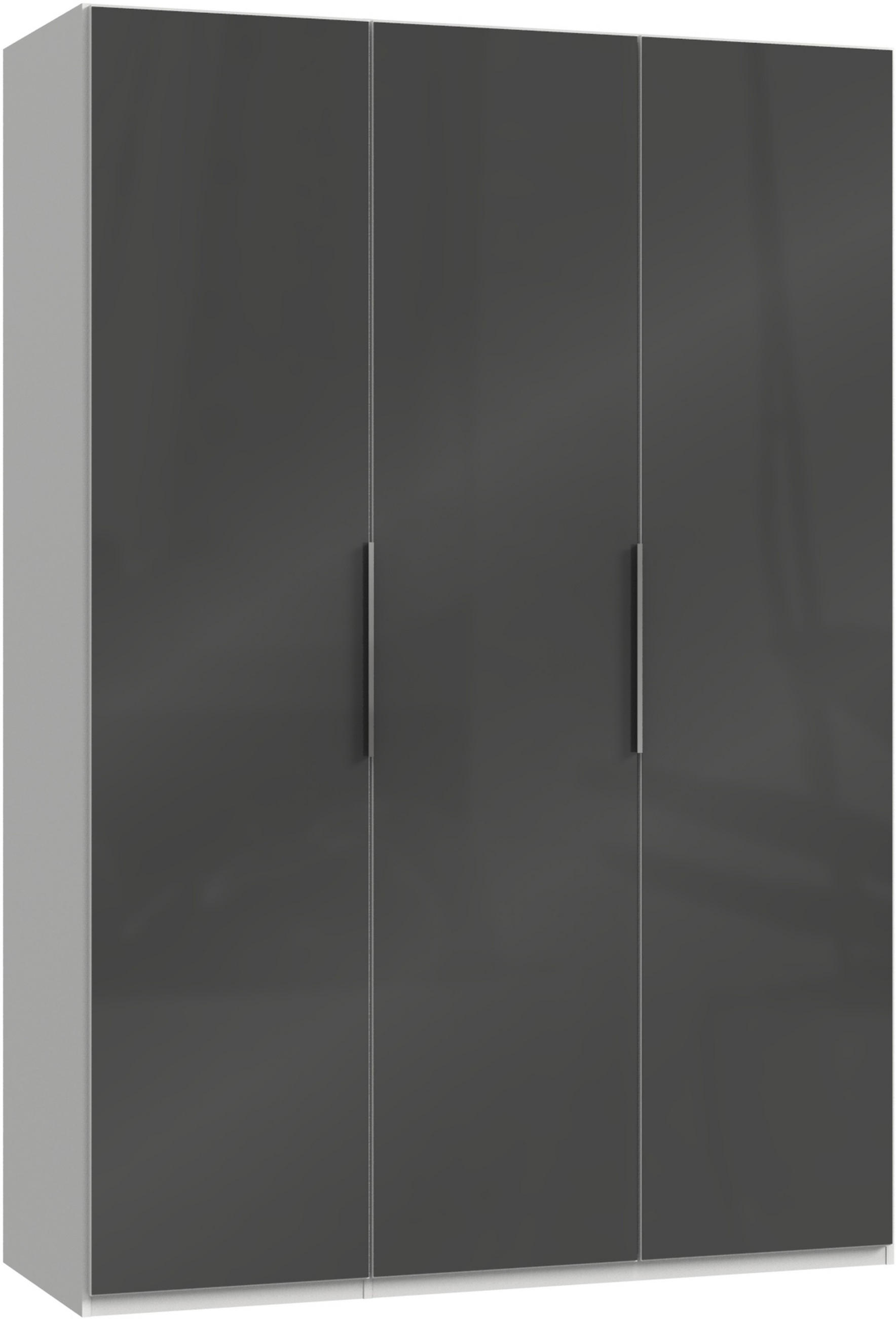 DREHTÜRENSCHRANK 150/216/58 cm 3-türig Grau, Weiß  - Chromfarben/Weiß, MODERN, Glas/Holzwerkstoff (150/216/58cm) - MID.YOU