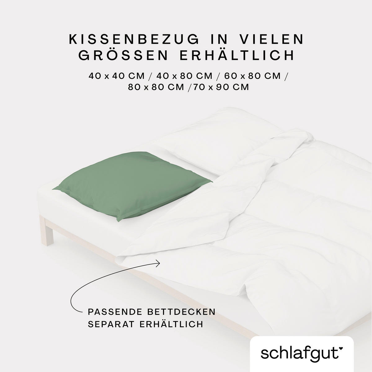 KOPFPOLSTERBEZUG WOVEN SATIN 80/80 cm  - Grün, Basics, Textil (80/80cm) - Schlafgut