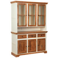 KREDENC, akácie, mangové dřevo, přírodní barvy, bílá, 140/205/50 cm - bílá/černá, Romantický / Rustikální, kov/dřevo (140/205/50cm) - Landscape