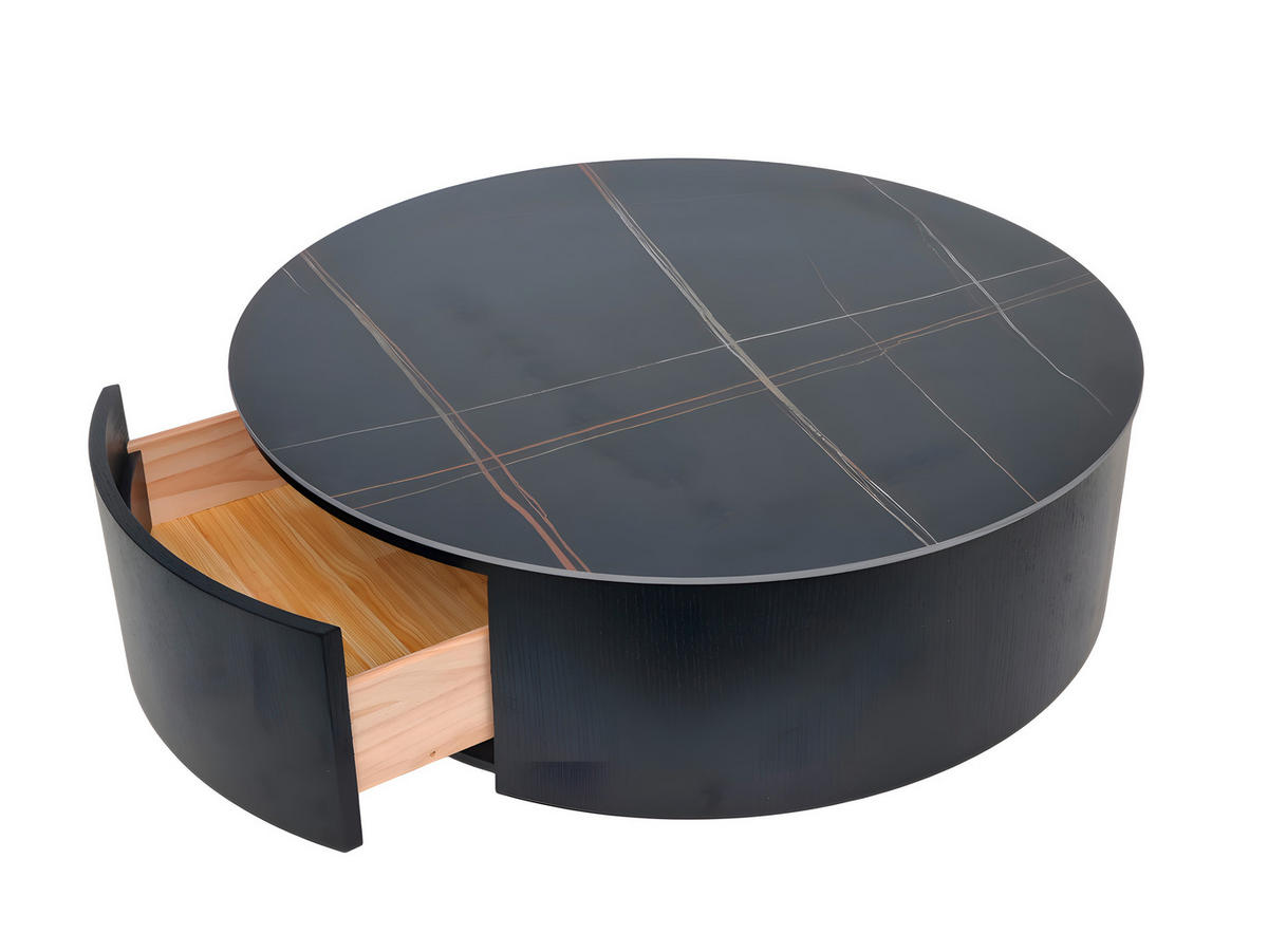 COUCHTISCH in Metall, Stein, Holzwerkstoff 90/90/36 cm  - Goldfarben/Schwarz, Design, Holzwerkstoff/Stein (90/90/36cm) - Modante