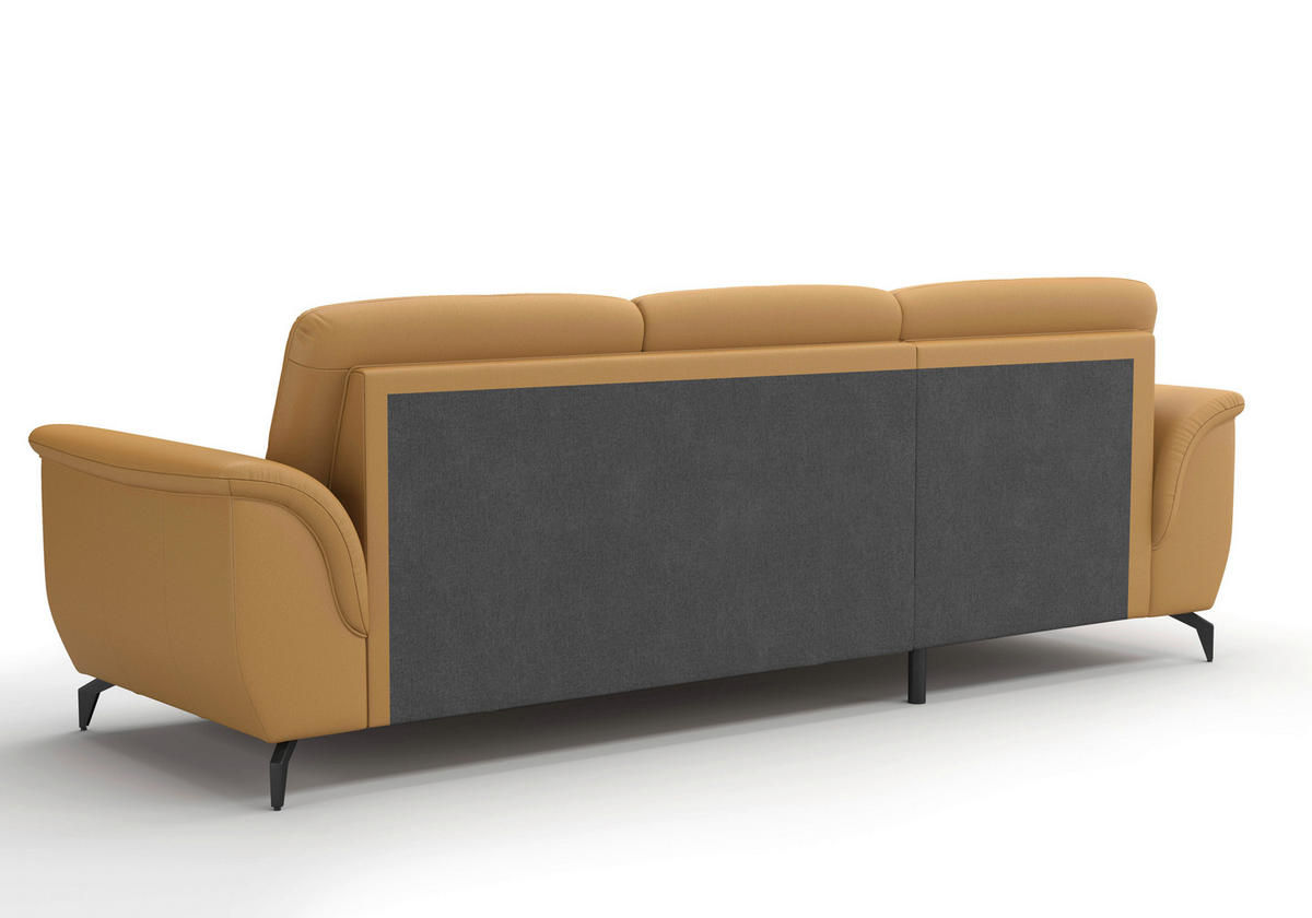 ECKSOFA in Vliesstoff Kombination Echtleder/Stoff Currygelb  164/262 cm  - Currygelb/Schwarz, MODERN, Leder/Textil (164/262cm) - Sit & More