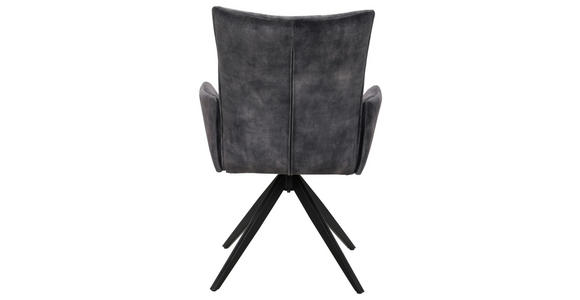 ARMLEHNSTUHL in Eisen Samt - Dunkelgrau/Schwarz, Design, Textil/Metall (62/92/66cm) - Hom`in