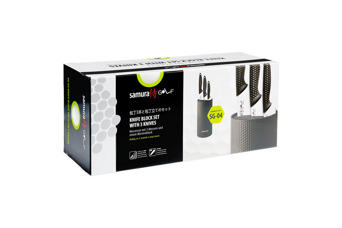 BLOK ZA NOŽEVE  4-dijelni  GOLF  - srebrne boje/crna, Basics, metal/plastika - Samura