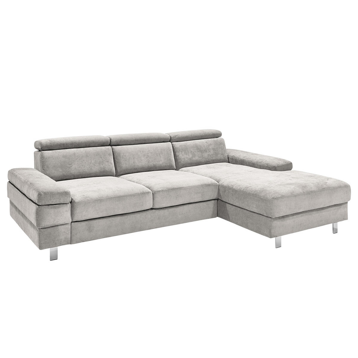 ECKSOFA in Webstoff Silberfarben  - Silberfarben, Konventionell, Textil/Metall (182/82/260cm) - Trendmanufaktur
