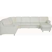 WOHNLANDSCHAFT Weiß Echtleder  - Alufarben/Weiß, KONVENTIONELL, Leder/Metall (239/329/165cm) - Beldomo Premium