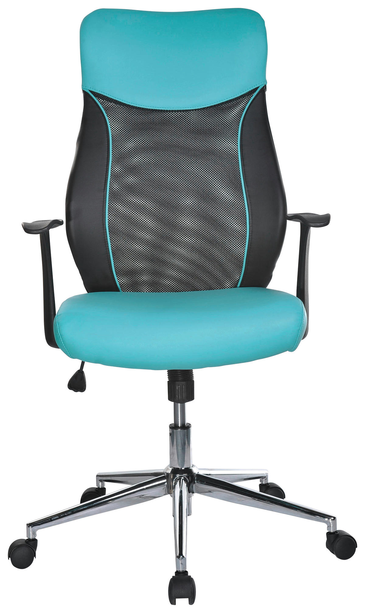 Scaun birou tineret - turcoaz/negru, Design, plastic/metal (62/110-120/65cm) - Carryhome
