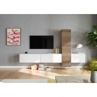 WOHNWAND  in Weiß, Eichefarben  282/160/37 cm  - Eichefarben/Weiß, Design, Holzwerkstoff (282/160/37cm) - Celina Home