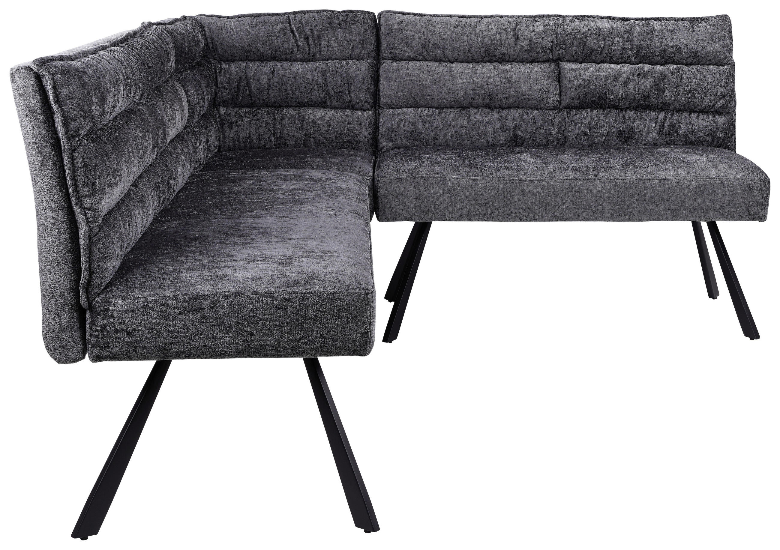 ECKBANK  in Grau  - Schwarz/Grau, LIFESTYLE, Textil/Metall (176-214/68/88cm) - Livetastic