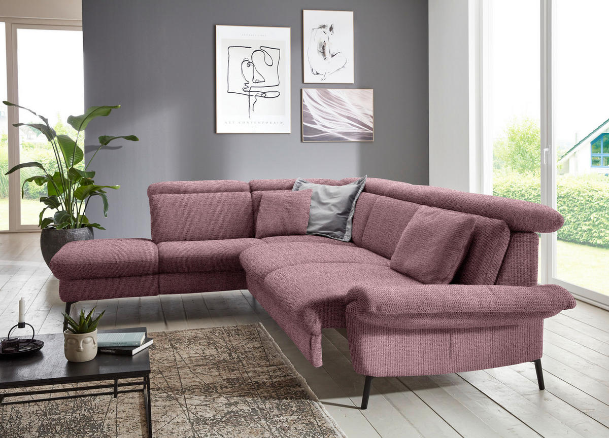 ECKSOFA in Struktur Flieder  235/275 cm  - Flieder/Schwarz, MODERN, Textil/Metall (235/275cm) - Cantus