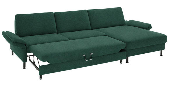 ECKSOFA Dieter Knoll in Chenille, Flachgewebe Waldgrün  316/175 cm  - Waldgrün/Schwarz, Design, Textil/Metall (316/175cm) - Dieter Knoll